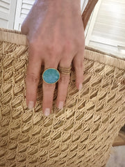 Grote ronde zegelring Turquoise Turquoise - LEEF mode en accessoires