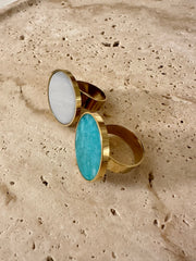 Grote ronde zegelring Turquoise Turquoise - LEEF mode en accessoires