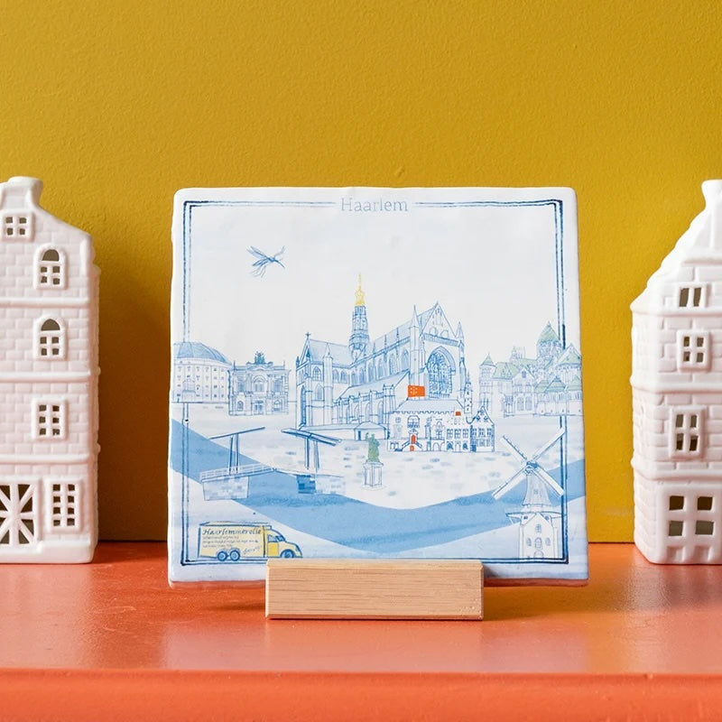 Haarlem in 'n Oogopslag 10x10 StoryTiles muurdecoratie met afbeelding van Haarlem in een 10x10 tegelpatroon