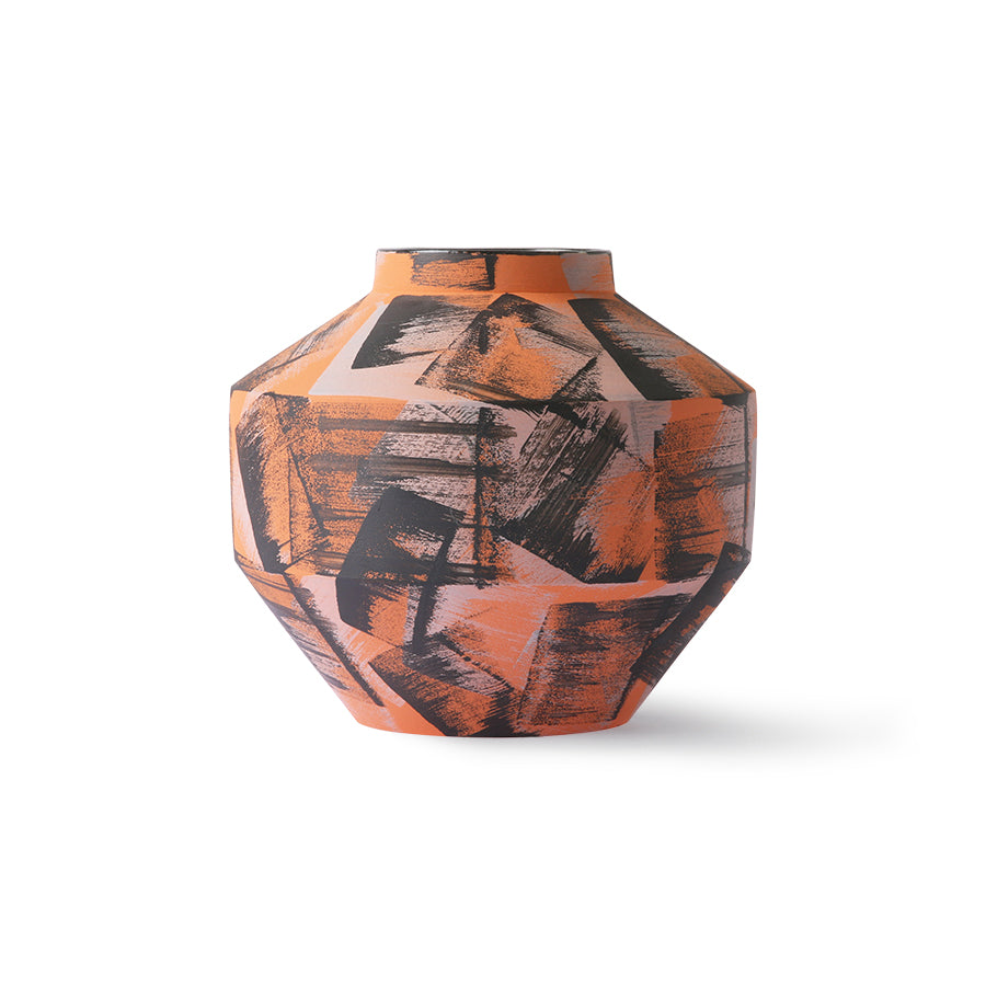 Hand Brushed Ceramic Vase Orange/Black - LEEF mode en accessoires