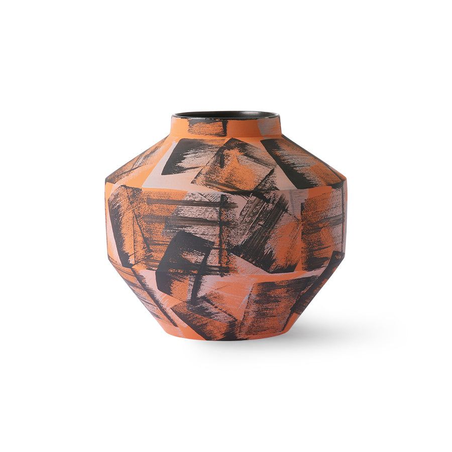 Hand Brushed Ceramic Vase Orange/Black - LEEF mode en accessoires