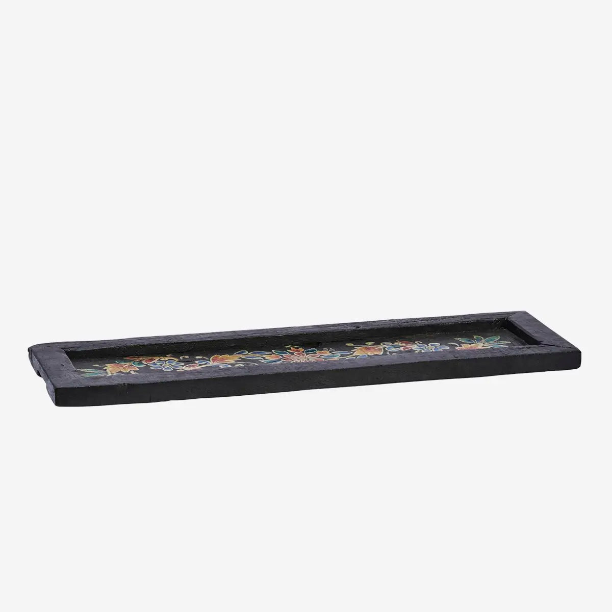 Hand Painted Recycled Wooden Tray 50x15cm Black - LEEF mode en accessoires