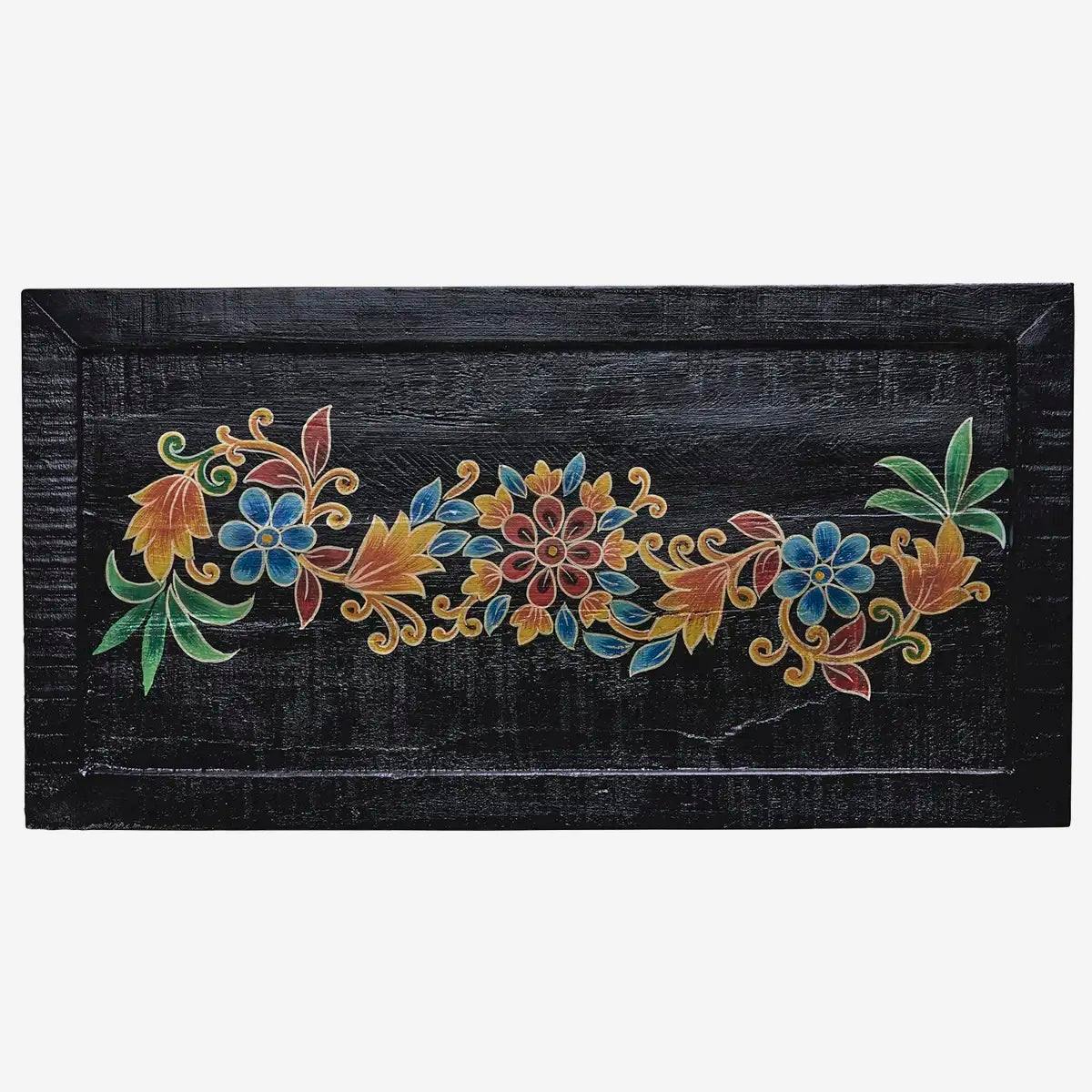 Hand Painted Recycled Wooden Tray 55x28cm Black - LEEF mode en accessoires