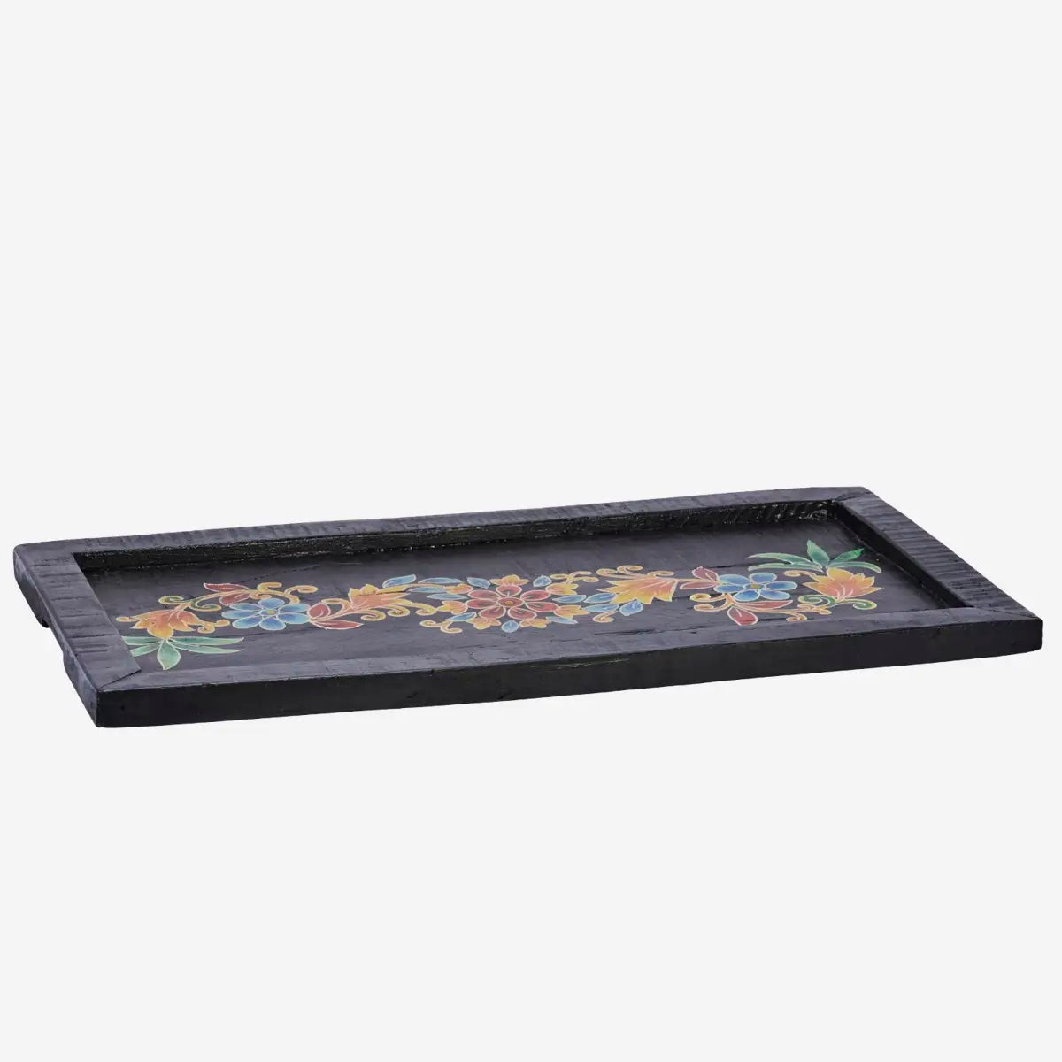 Hand Painted Recycled Wooden Tray 55x28cm Black - LEEF mode en accessoires