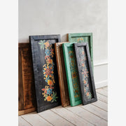 Hand Painted Recycled Wooden Tray 55x28cm Green - LEEF mode en accessoires