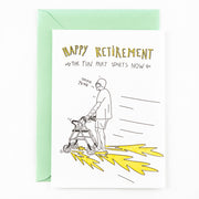 Mr & Ms Flash wenskaart met tekst ‘Happy retirement, the fun part starts now’