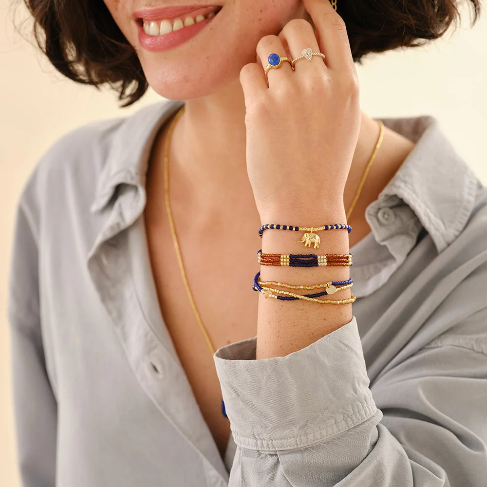 Harmonious Lapis Lazuli Bracelet Gold Colored Lapis Lazuli