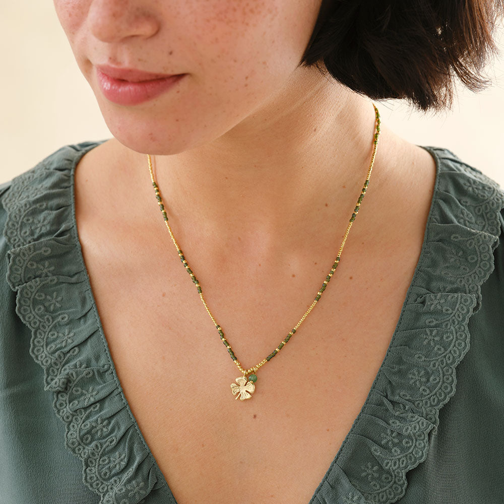 Honored Aventurine Necklace Gold Colored Aventurine - LEEF mode en accessoires