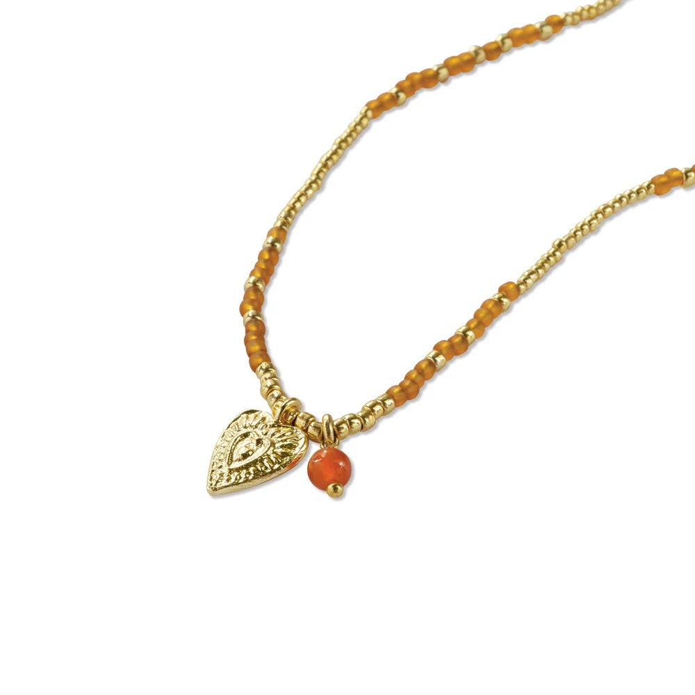 Honored Carnelian\Necklace Gold Colored Carnelian - LEEF mode en accessoires