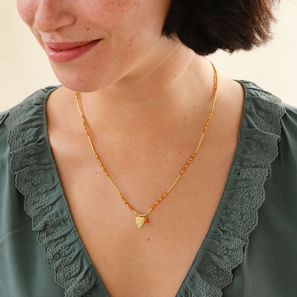 Honored Carnelian\Necklace Gold Colored Carnelian - LEEF mode en accessoires