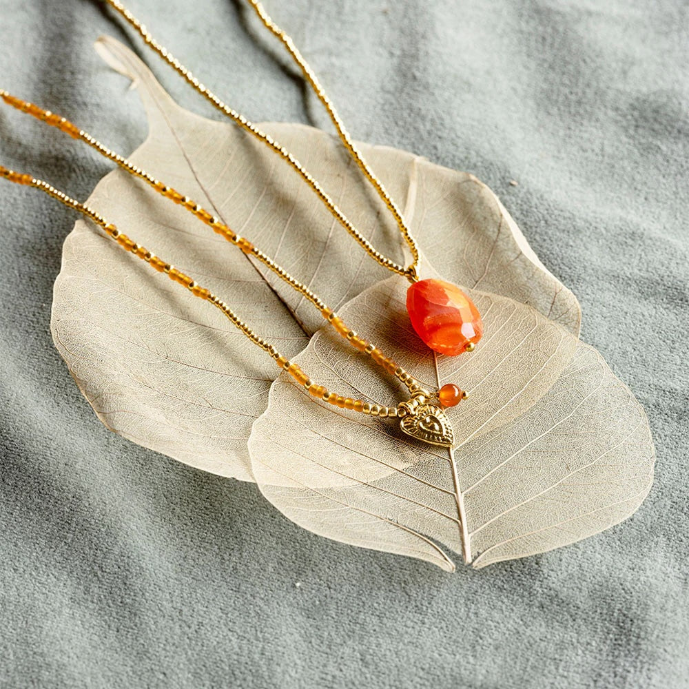 Honored Carnelian\Necklace Gold Colored Carnelian - LEEF mode en accessoires