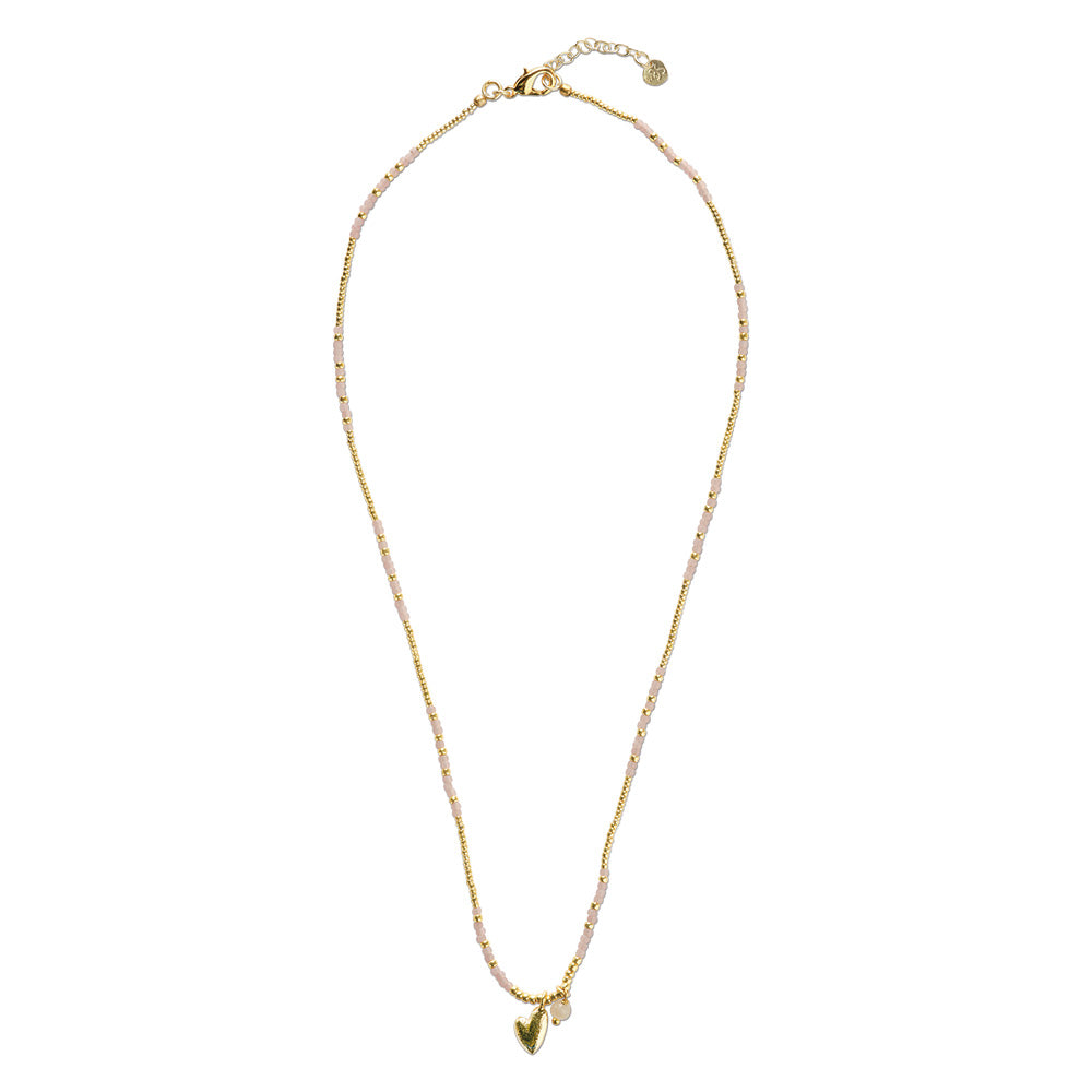 Honored Rose Quartz Necklace Gold Colored Rose quartz - LEEF mode en accessoires