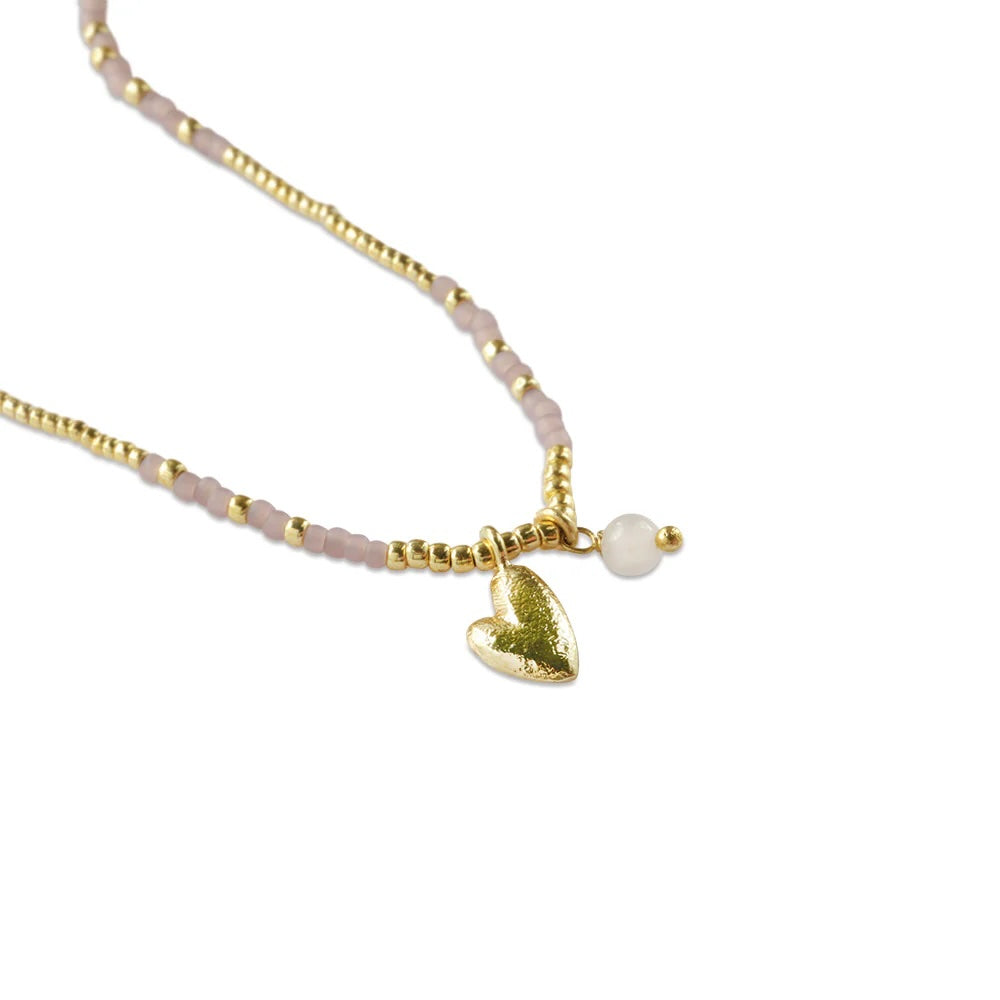 Honored Rose Quartz Necklace Gold Colored Rose quartz - LEEF mode en accessoires