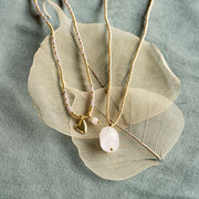 Honored Rose Quartz Necklace Gold Colored Rose quartz - LEEF mode en accessoires