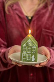 Huis Kerst Advent 4x6cm Eucalyptus - LEEF mode en accessoires