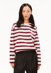 Armed Angels ICONIC A FRANKAA BOLD sweatshirt in ongedyde velvet rood, zichtbaar met ronde hals en comfortabele pasvorm