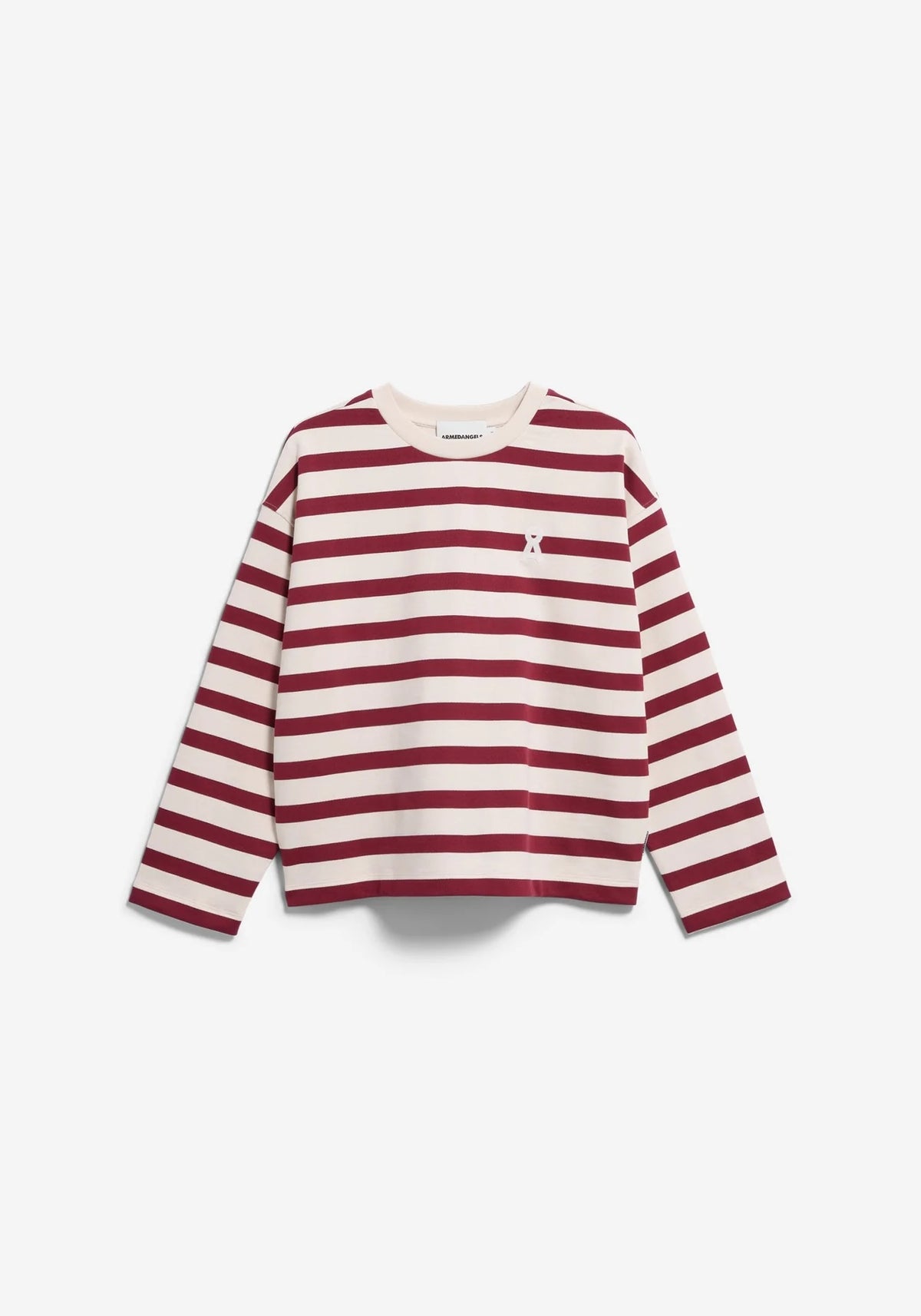 Dames sweatshirt van Armed Angels in ongedyld velvet rood, met een losse pasvorm en ronde hals, geschikt voor casual draagstijl.