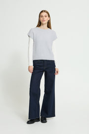 ICHI IHANELES SS 10111 Cloud Dancer damesblouse in effen Cloud Dancer-wit, voorkant zichtbaar