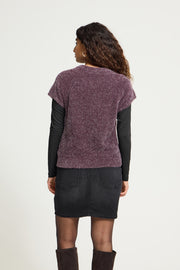 ICHI IHANELES SS 191619 Fudge damestrui in effen fudgetint met ronde halscuntegn