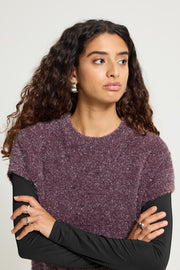 ICHI IHANELES SS 191619 Fudge damestrui in effen fudgetint met ronde hals en lange mouwen