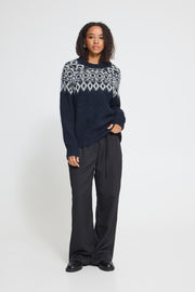 ICHI IHBAYANA LS2 193831 damesblouse in maritimeblauw met lange mouwen