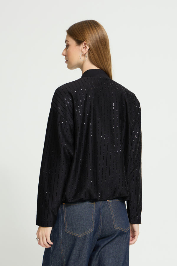 Zwarte IHKATE SEQUINS JA 194008 top van ICHI met glanzende pailletten大小规律
