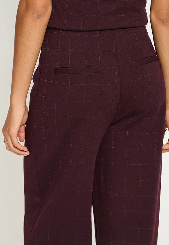 ICHI IHKATE Sparkelly Barrel broek in fudgekleur, met glanzende details en wijde pijpen