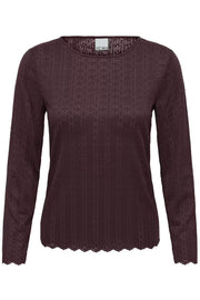 ICHI IHNOJELLA LS 191619 Fudge damesblouse in effen fudgetint met lange mouwen