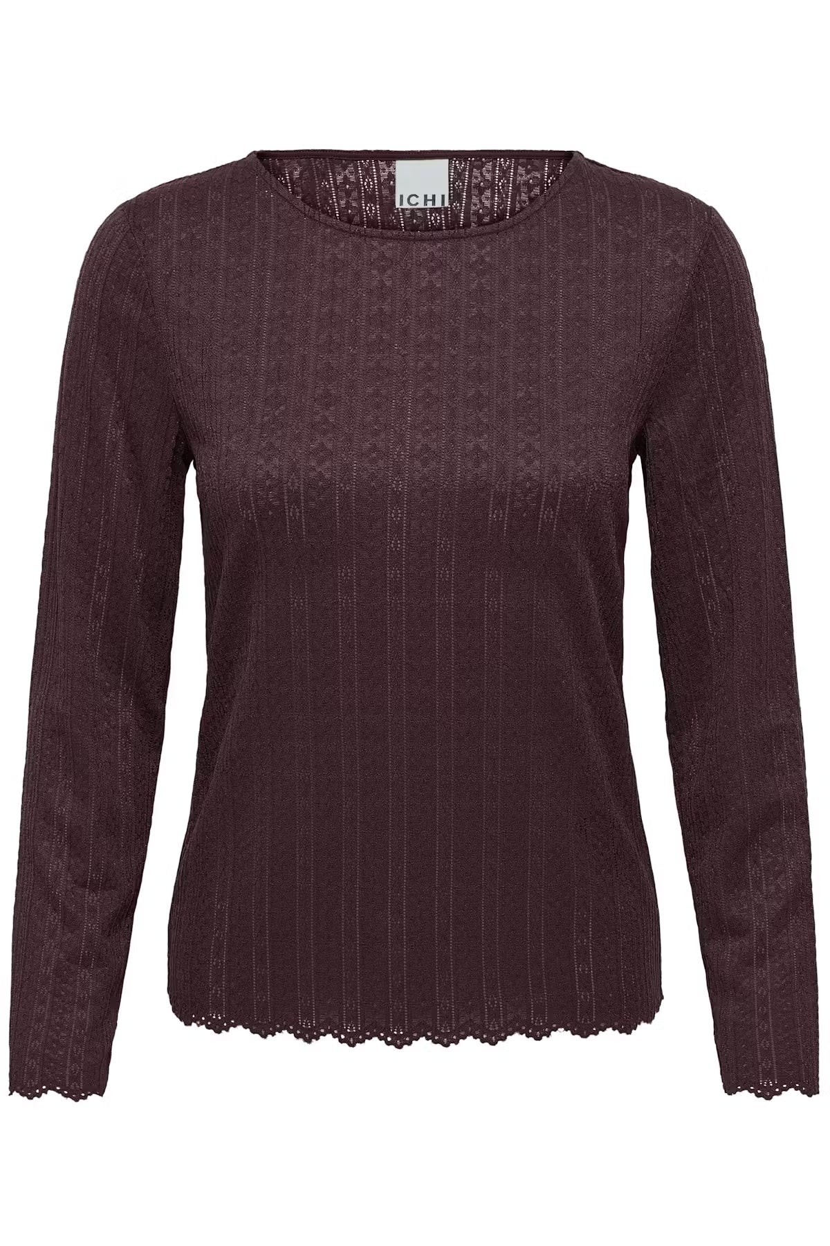 ICHI IHNOJELLA LS 191619 Fudge damesblouse in effen fudgetint met lange mouwen