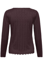 ICHI IHNOJELLA LS 191619 Fudge damesblouse met lange mouwen in effen fudgekleurige tint
