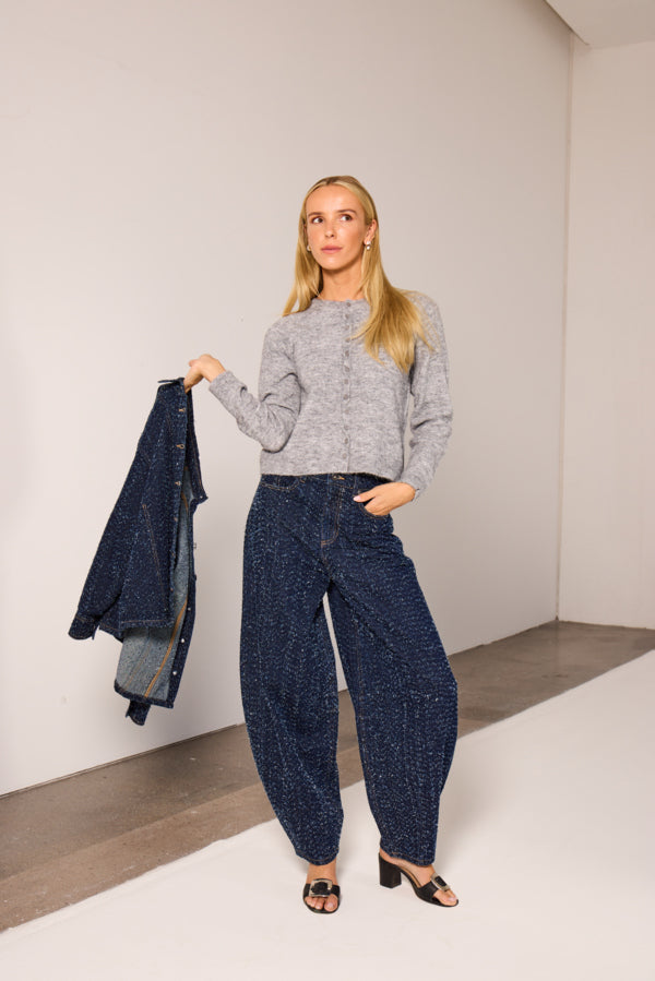 Donkerblauwe ICHI IHSALIA PA 900010469, sportieve damesbroek met elastische taille en comfortabele pasvorm
