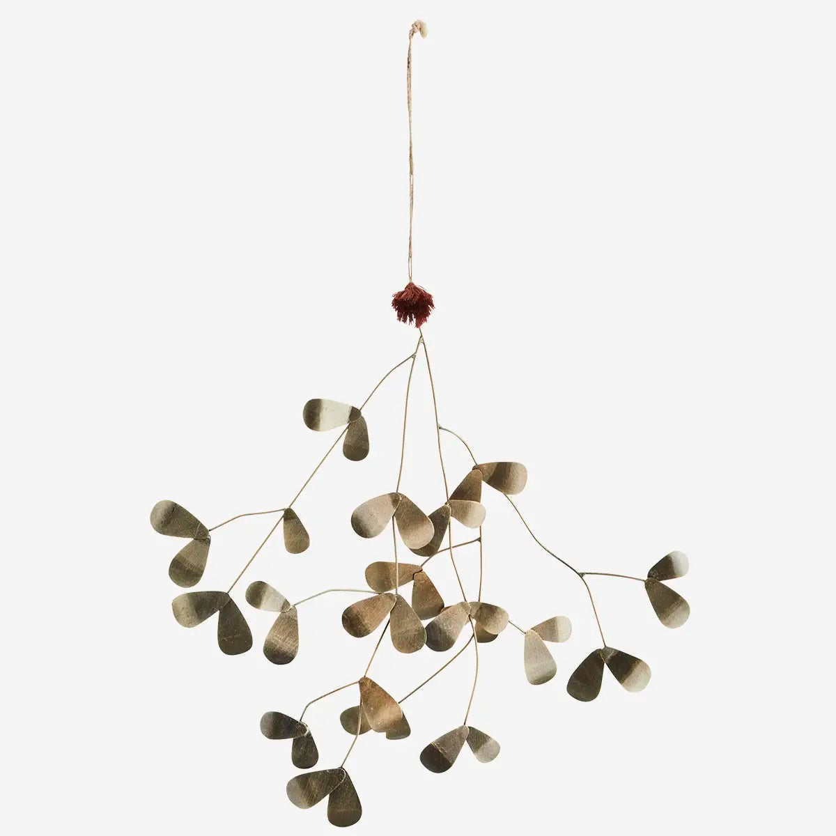 Ijzeren Mistletoe decor in oud messing van Madam Stoltz, zichtbaar met gedetailleerde textuur en rustieke afwerking.