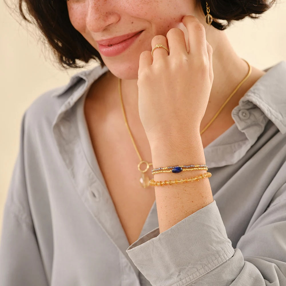 Identity Lapis Lazuli Citrine Bracelet Gold Colored Lapis Lazuli
