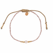 Iris Rose Quartz Gold Bracelet Rose quartz - LEEF mode en accessoires