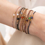 Iris Rose Quartz Gold Bracelet Rose quartz - LEEF mode en accessoires