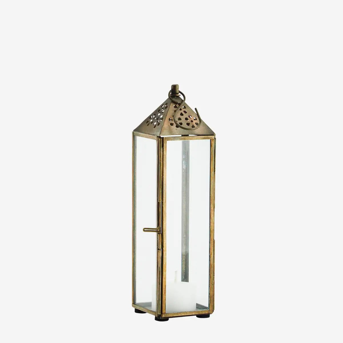 Iron Latern 6 x 6 x 22 cm Aged Brass