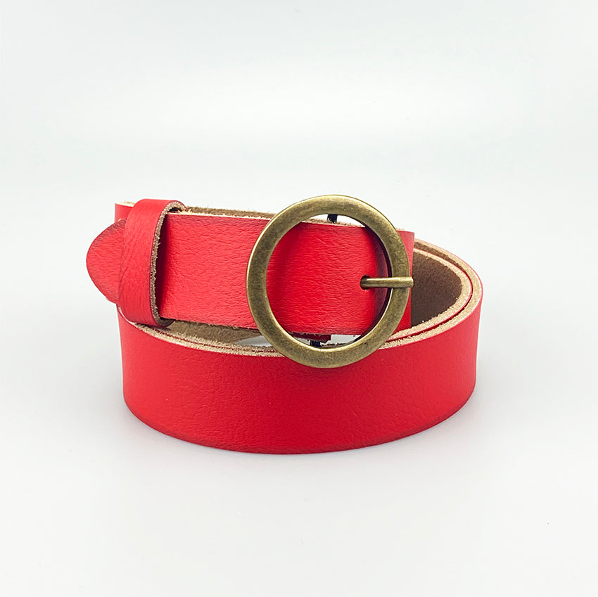 Jakkot - 3cm ronde goud gesp Red - LEEF mode en accessoires