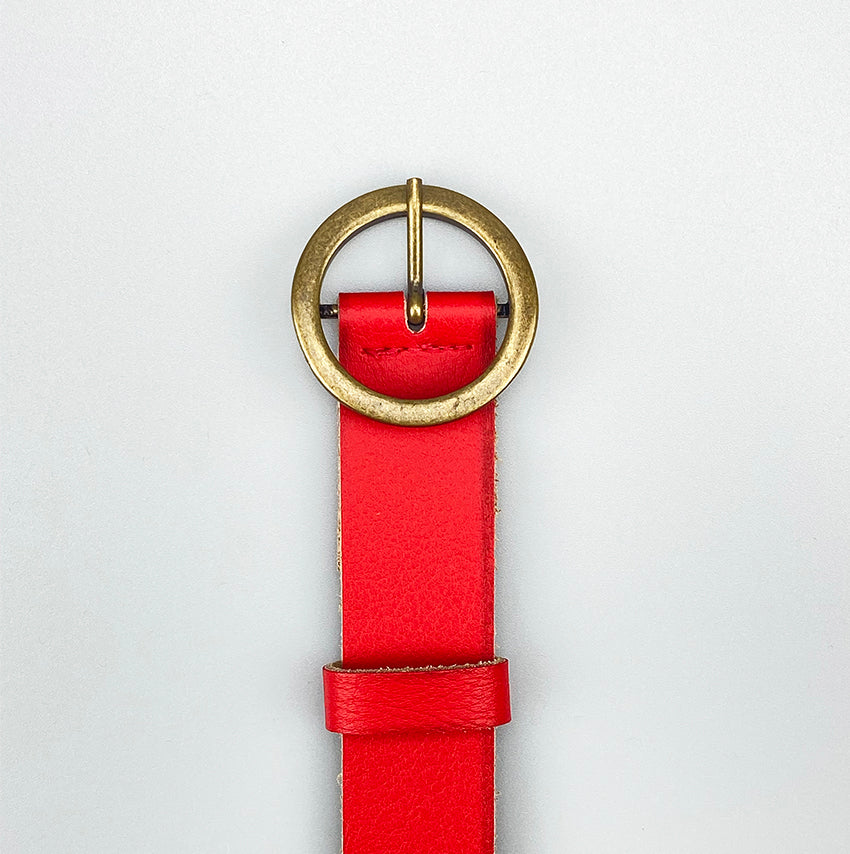 Jakkot - 3cm ronde goud gesp Red - LEEF mode en accessoires