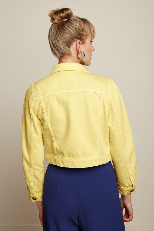 Janey Cropped Jacket Garment Dye 886 Lemonade Yellow - LEEF mode en accessoires