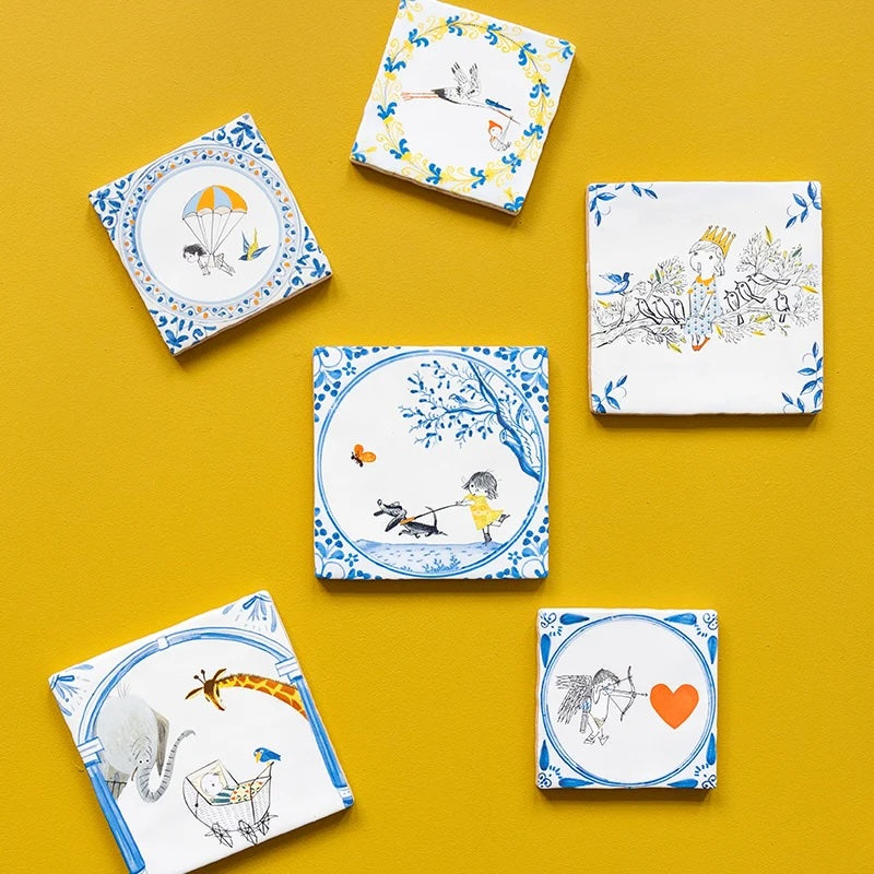 StoryTiles Jou Bewonderen 10 x 10 tegel met decoratief tafereel in blauw en wit