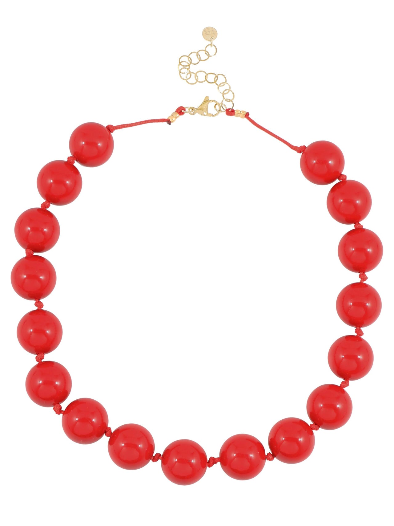 KORTE KETTING MET GROTE RONDE KRALEN / MORE COLOURS Koraal Rood