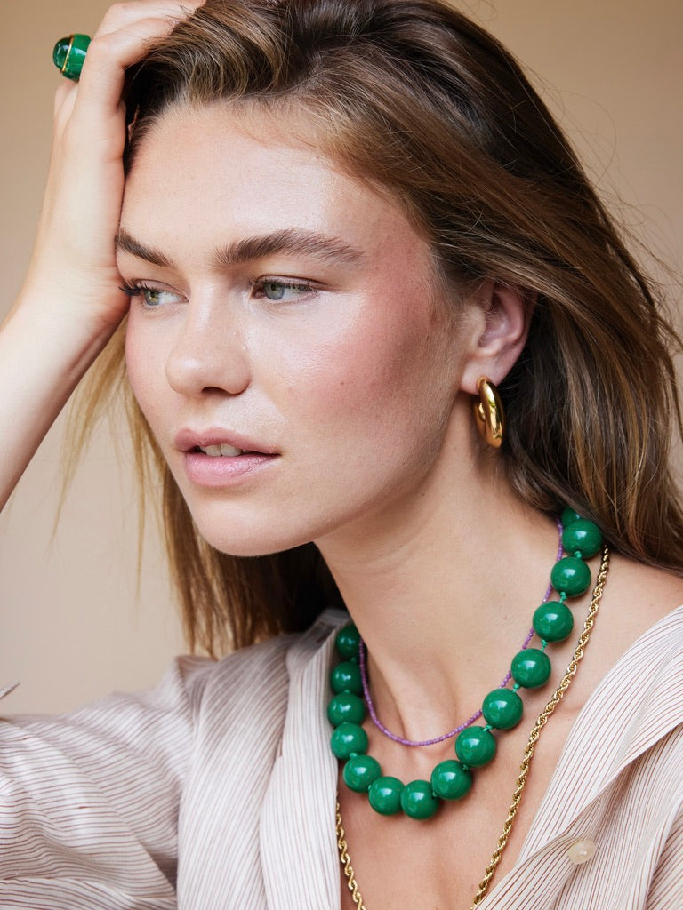 KORTE KETTING MET GROTE RONDE KRALEN / MORE COLOURS groen