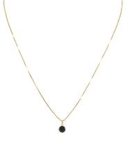 Korte ketting met plat rond hangertje zwart zwart - LEEF mode en accessoires