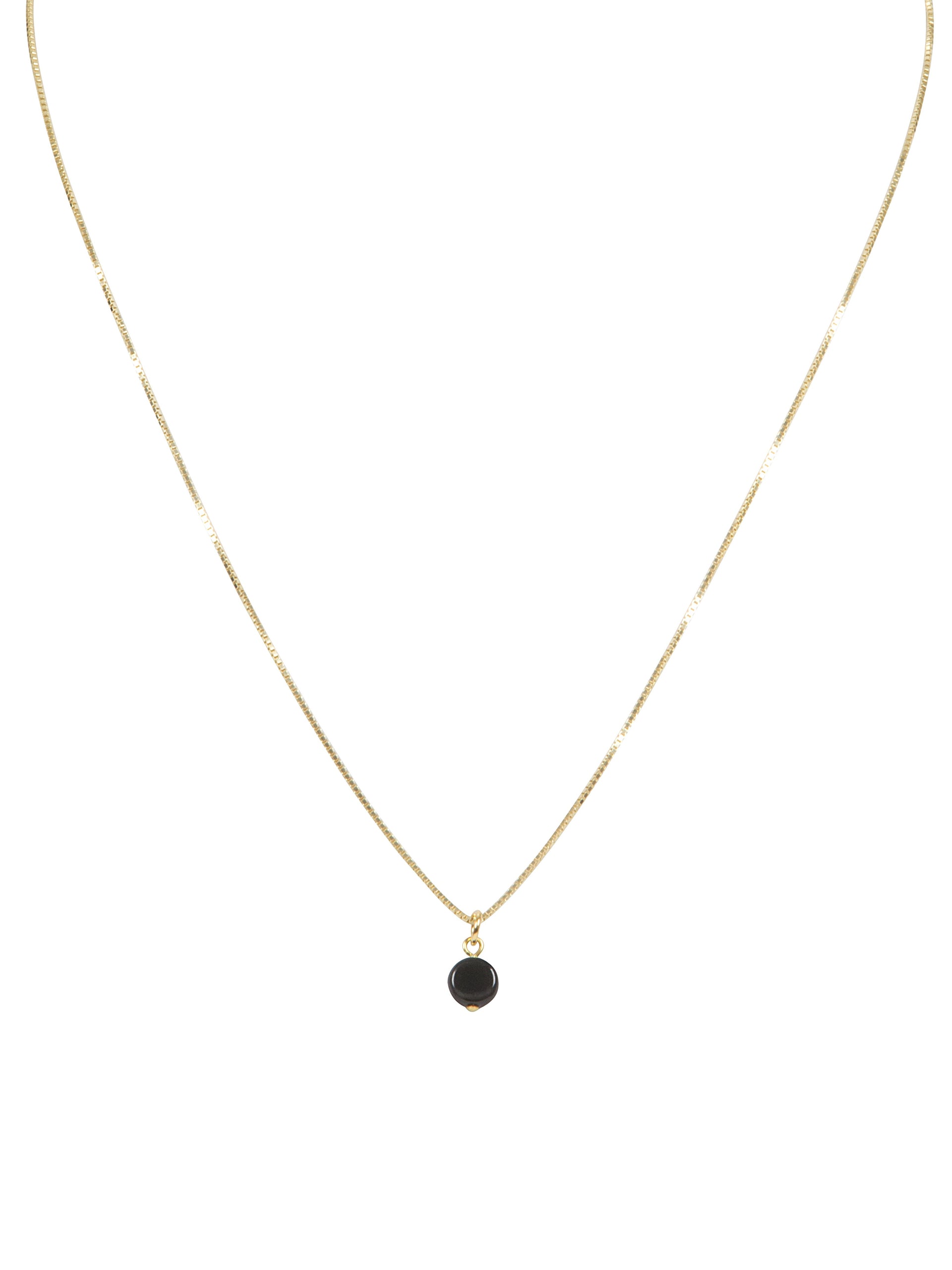 Korte ketting met plat rond hangertje zwart zwart - LEEF mode en accessoires
