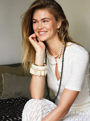 LANGE GEMSTONE KETTING Mat Zwart - LEEF mode en accessoires