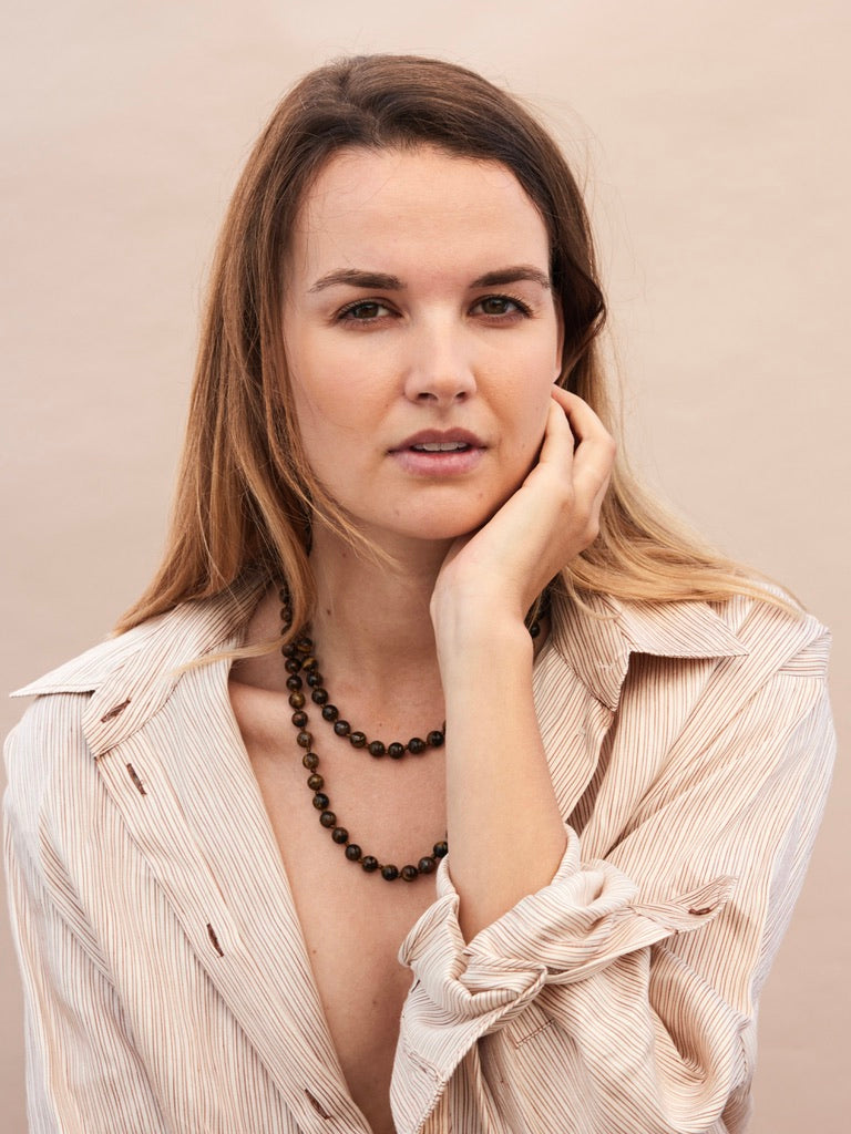LANGE GEMSTONE KETTING / BRUIN MÊLÉE Bruin-Melee - LEEF mode en accessoires