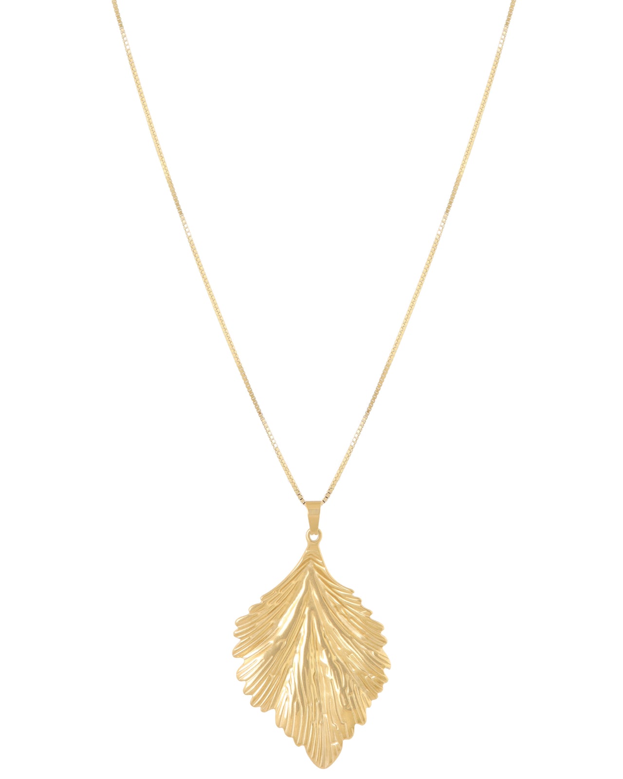 LANGE KETTING MET BLAD goud