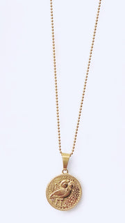 LANGE KETTING MET MUNT MET OPDRUK(2.5CM) goud - LEEF mode en accessoires