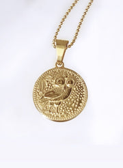 LANGE KETTING MET MUNT MET OPDRUK(2.5CM) goud - LEEF mode en accessoires