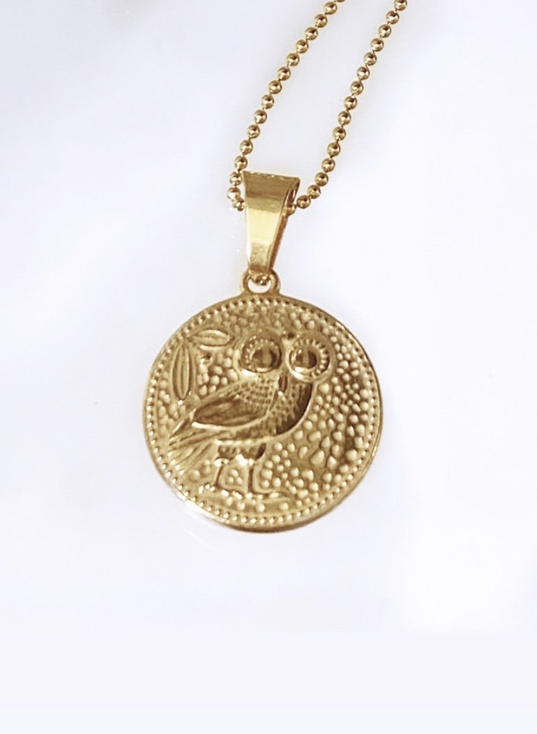 LANGE KETTING MET MUNT MET OPDRUK(2.5CM) goud - LEEF mode en accessoires